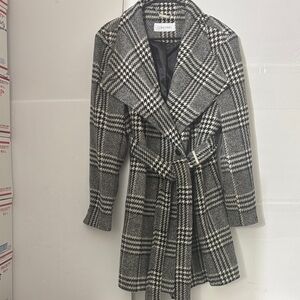 Calvin Klein Women's Gray Plaid Trench Coat